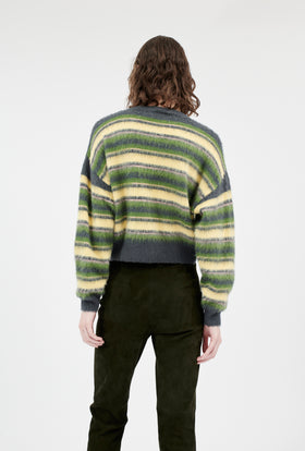Slub Tweed Cardigan, Olive Brown from ODEEH 