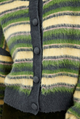 Slub Tweed Cardigan, Olive Brown from ODEEH 