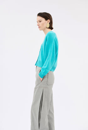 Light Cashmere Cardigan, Turquoise from ODEEH 