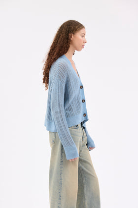 Cashmere Cotton Vanise Cardigan, Seablue from ODEEH 