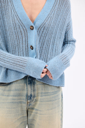 Cashmere Cotton Vanise Cardigan, Seablue from ODEEH 