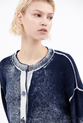 Inside-out Garment Print Cardigan, Marine from ODEEH 