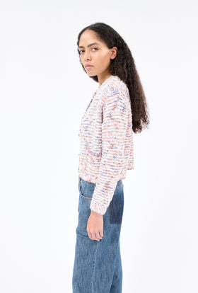 Fringy Tape Yarn Cardigan, Dawn from ODEEH 