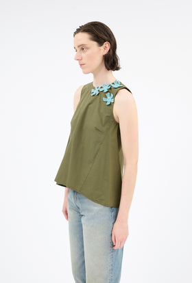 Poplin Top, Dark Olive from ODEEH 