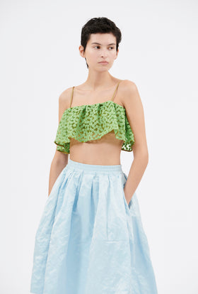 Embroidered Daisies Top, Green Apple from ODEEH 