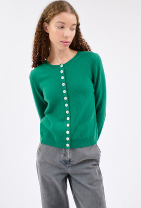 LIGHT CASHMERE Cardigan, Russian Green from ODEEH 