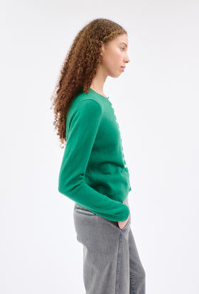 LIGHT CASHMERE Cardigan, Russian Green from ODEEH 
