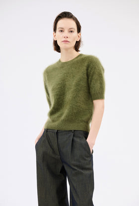 Brushed Cashmere Pullover, Moss from ODEEH 