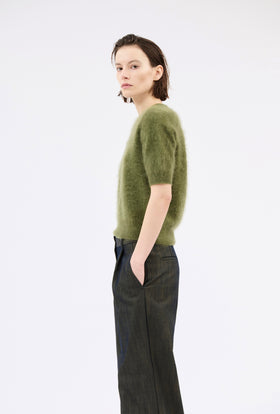 Brushed Cashmere Pullover, Moss from ODEEH 