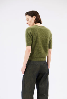 Brushed Cashmere Pullover, Moss from ODEEH 
