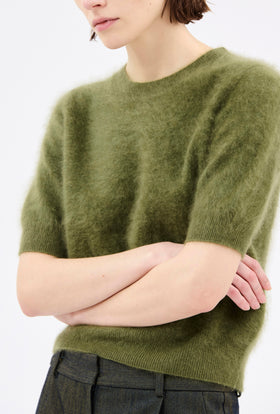 Brushed Cashmere Pullover, Moss from ODEEH 