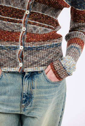 SPACE DYED Yarn Mix Cardigan, Multicolor from ODEEH 