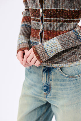 SPACE DYED Yarn Mix Cardigan, Multicolor from ODEEH 