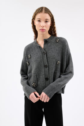 WOOL CASHMERE Cardigan, Flannel Grey from ODEEH 