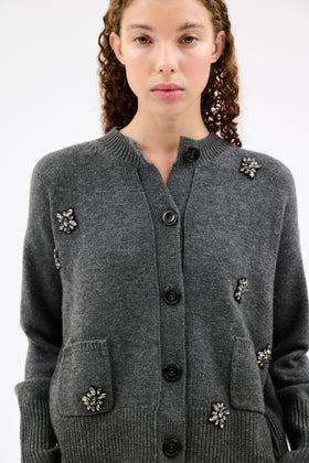 WOOL CASHMERE Cardigan, Flannel Grey from ODEEH 