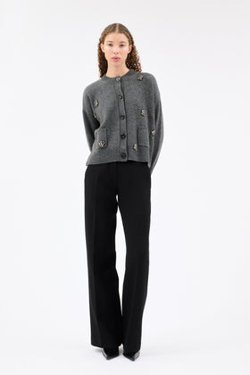 WOOL CASHMERE Cardigan, Flannel Grey from ODEEH 