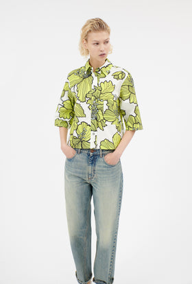 Hibiscus Cotton Shirt, Greenery from ODEEH 