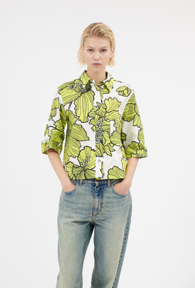 Hibiscus Cotton Shirt, Greenery from ODEEH 