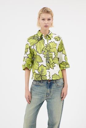 Hibiscus Cotton Shirt, Greenery from ODEEH 
